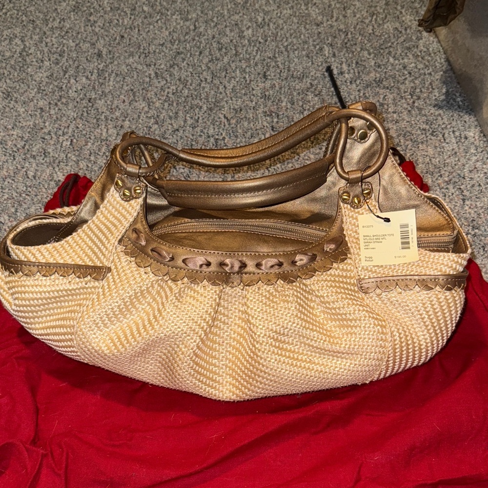 Cole Haan Sarah Hobo Straw Purse Handbag